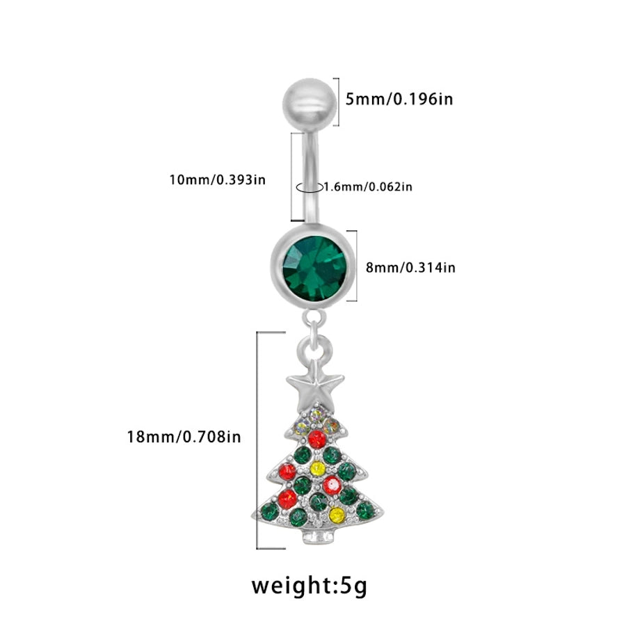 1 Piece Belly Rings Sexy Classic Style Snowflake 316 Stainless Steel  Alloy Plating Rhinestones Glass 18K Gold Plated White Gold Plated