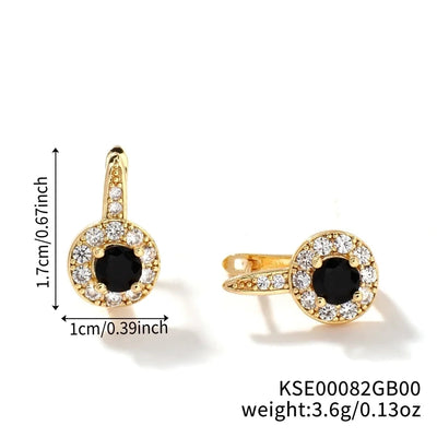 1 Pair Glam Shiny Korean Style Round Inlay Copper Zircon K Gold Plated Rhodium Plated Ear clip