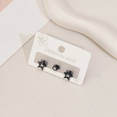 1 Set Sweet Simple Style Star Polishing Hollow Out Inlay 304 Stainless Steel Zircon 18K Gold Plated Ear Studs