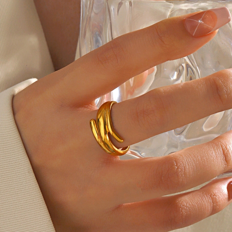 Jewelry Simple Style Irregular 304 Stainless Steel 18K Gold Plated Polishing Rings