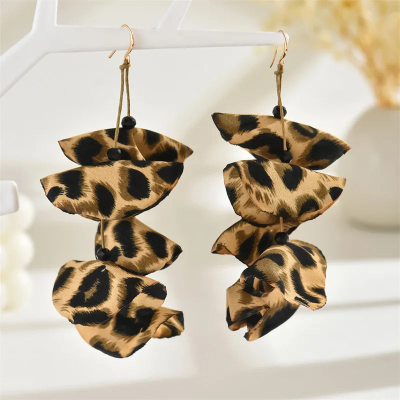 1 Pair Exaggerated Simple Style Leopard Alloy Polyester Drop Earrings