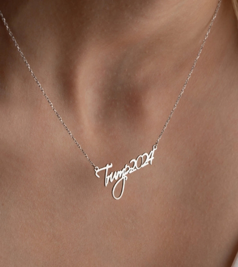 Jewelry Retro Funny Novelty Donald Trump Letter 316 Stainless Steel  Pendant Necklace