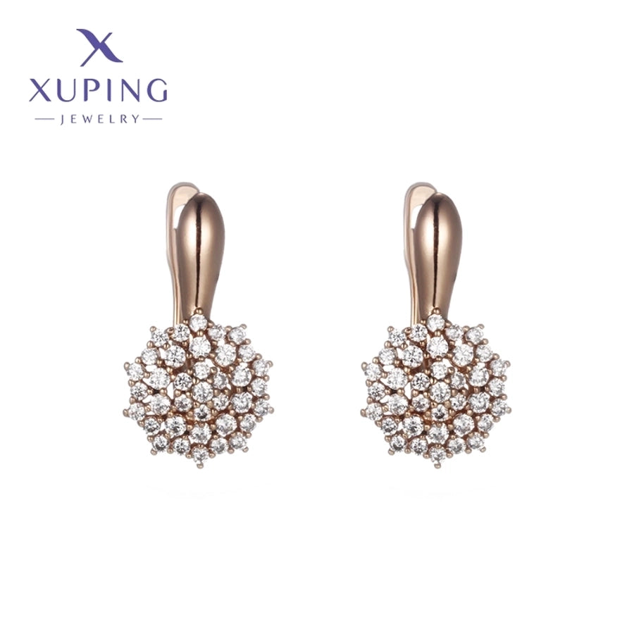 6 Pairs XUPING Simple Style Flower Plating Inlay Copper Artificial Gemstones 18K Gold Plated Earrings