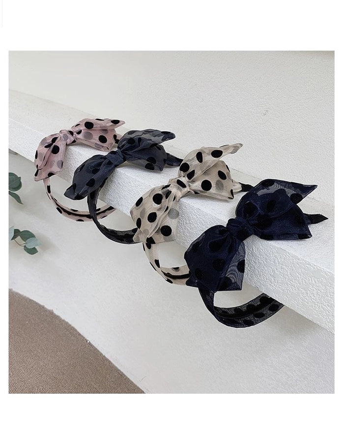 Elegant niche polka dot bow headband female versatile internet celebrity  outing hair band Sweet wide-brimmed simple headband