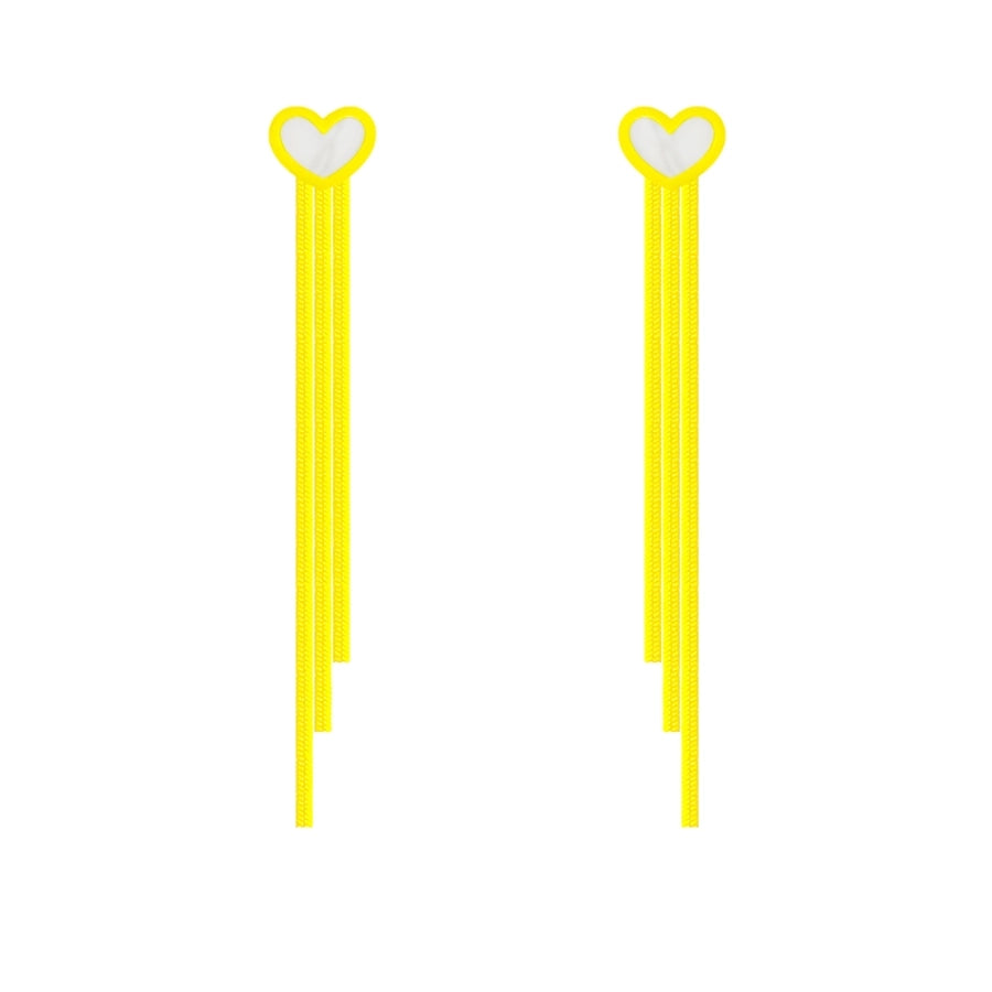 1 Pair Elegant Sweet Classic Style Tassel Heart Shape Copper Drop Earrings