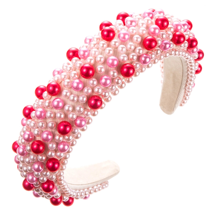 women's cute geometric imitation pearl cloth sponge inlay pearl hair band