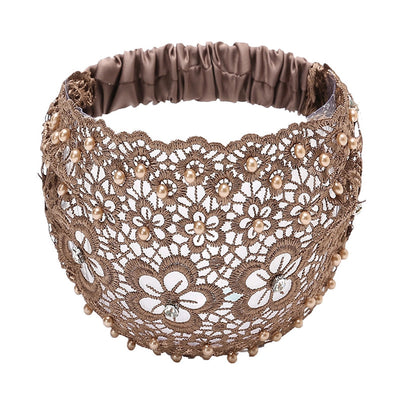 Pearl Hair Band Wide-brimmed Thin Hollow-out Hair Band Hair Clip White Hair Covering Headdress Hat Broken Hair Headband Headband for Women