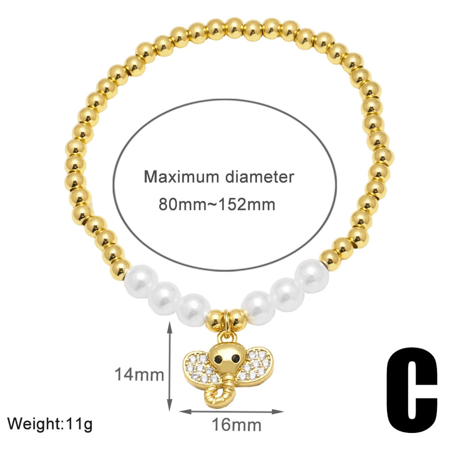 Copper 18K Gold Plated Inlay Owl Butterfly Elephant Zircon Bracelets