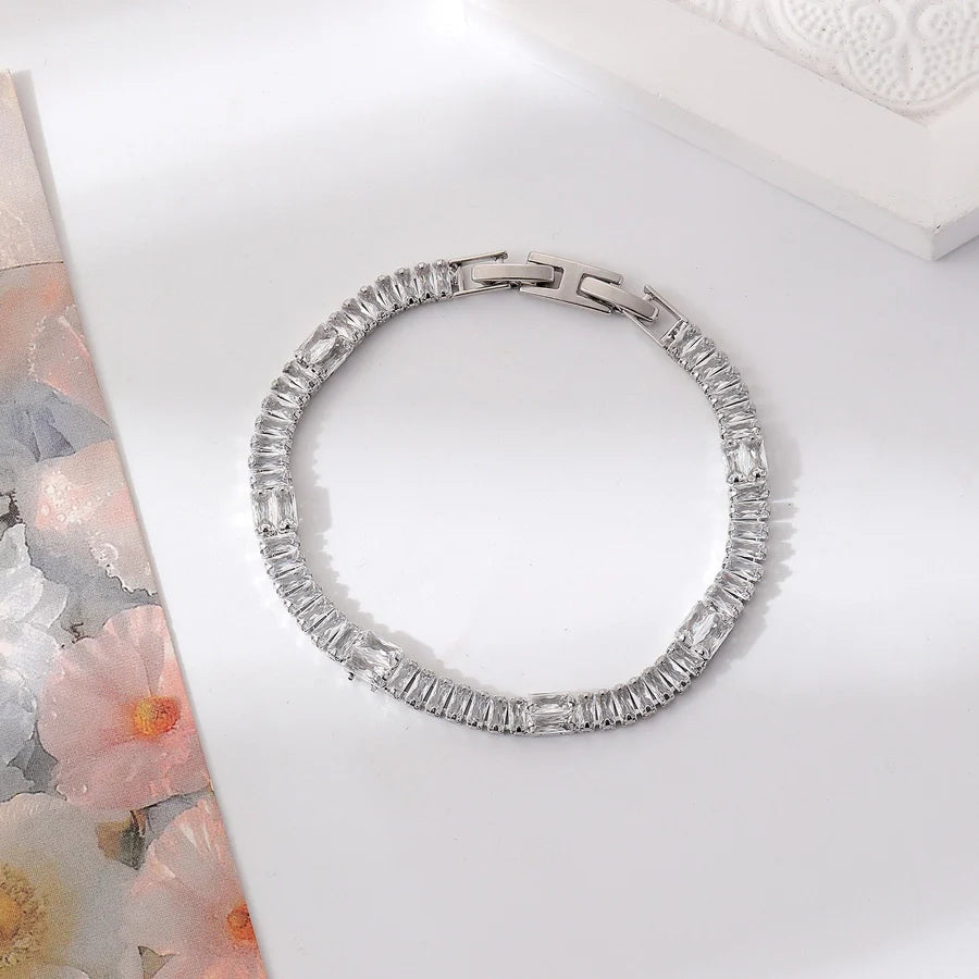 Copper Plating Inlay Geometric Zircon Bracelets