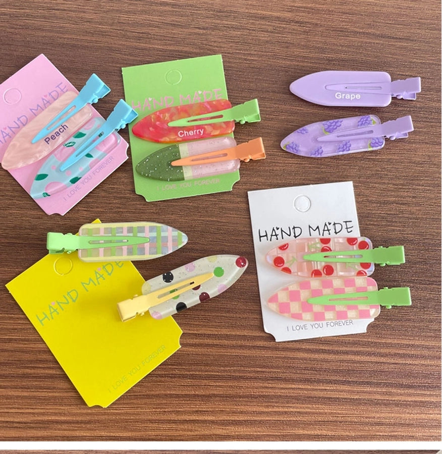 Women's IG Style Cute Stripe Fruit Solid Color Plastic Resin Hair Clip