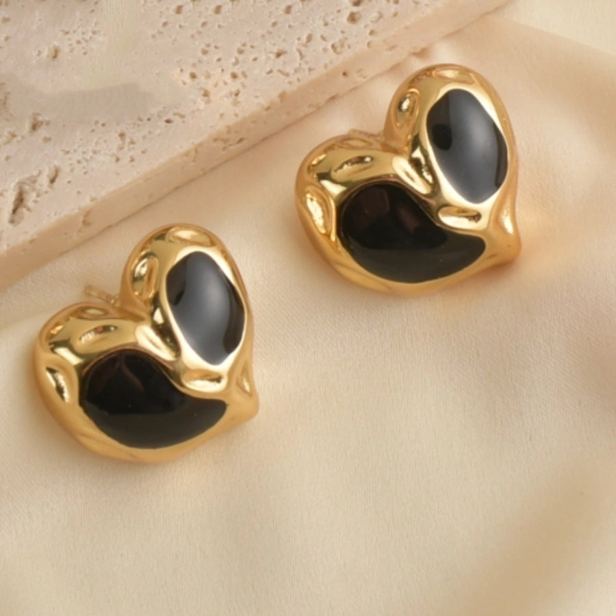 1 Pair Princess Romantic Heart Shape 304 Stainless Steel Ear Studs