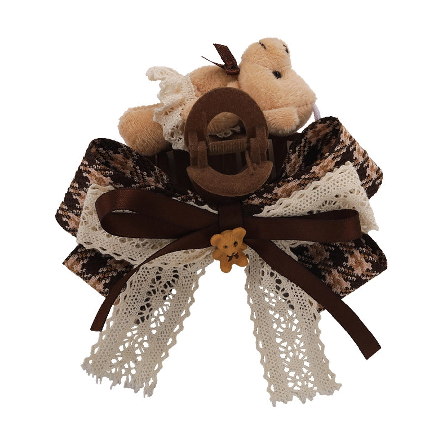 Women's Cartoon Style Cute Sweet Bear Cloth Plush Hair Clip Hair Claws