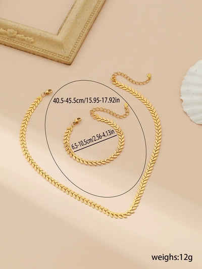 Jewelry Casual Elegant Grain 304 Stainless Steel 18K Gold Plated Jewelry Set