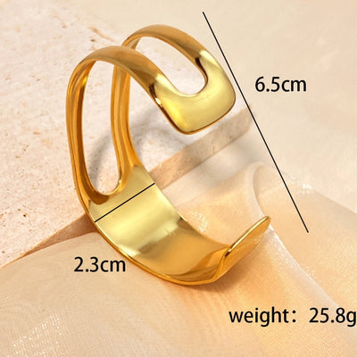 Elegant Solid Color 304 Stainless Steel 18K Gold Plated Bangle In Bulk