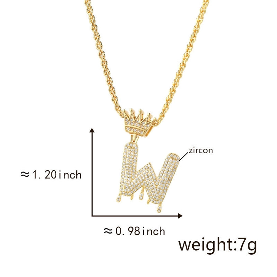 Copper Hemp flowers chain 18K Gold Plated Letter Zirconia Pendant Necklace