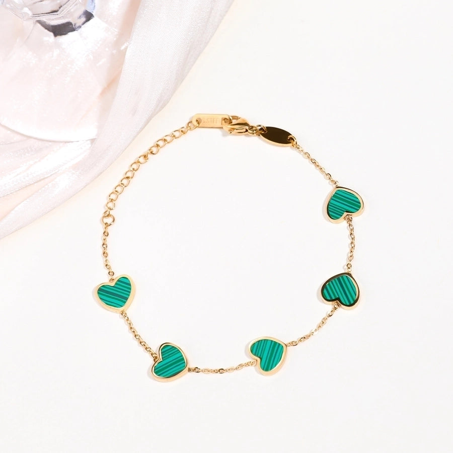 Cute Heart Shape 304 Stainless Steel 18K Gold Plated Acrylic cable chain Bracelets In Bulk