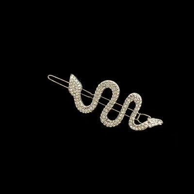 Personalized Snake-Shaped Hairpin Ladies Cold Style Retro Frog Buckle Alloy Rhinestone Clip Bangs Clip