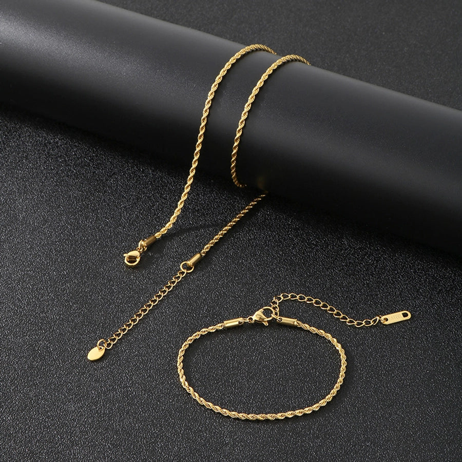 Jewelry Simple Style Geometric 304 Stainless Steel 18K Gold Plated Bracelets Necklace