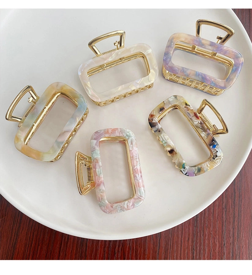 women's simple style solid color alloy plating hair claws