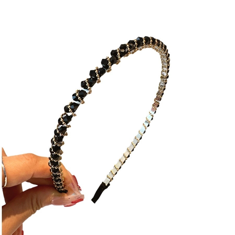 Women's Simple Style Solid Color Artificial Crystal Diamond Hair Band
