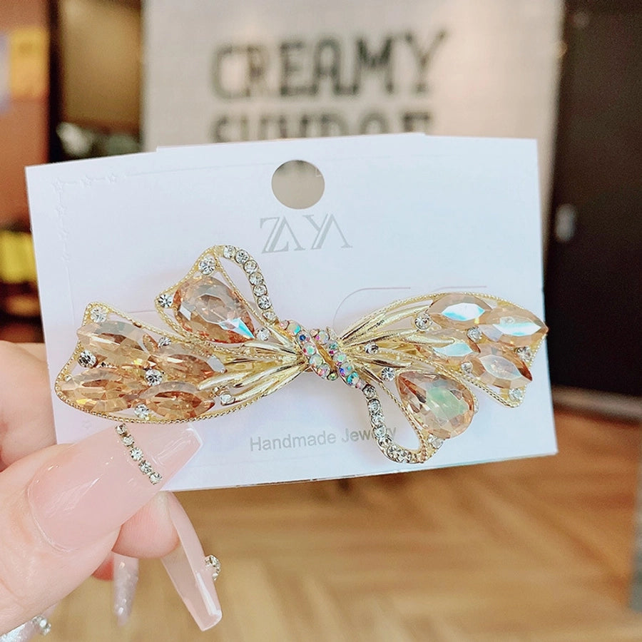 sweet bow knot artificial crystal hair clip