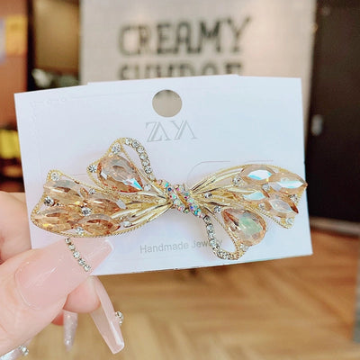 sweet bow knot artificial crystal hair clip