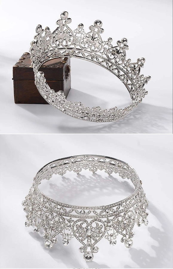 Bridal Jewelry Crown Alloy Rhinestone Wedding Headwear Baroque Hairband Round Crown  Supply