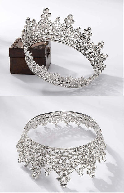Bridal Jewelry Crown Alloy Rhinestone Wedding Headwear Baroque Hairband Round Crown  Supply