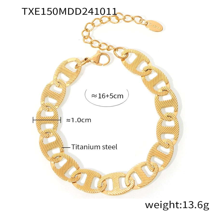 Jewelry Elegant Luxurious Vacation Geometric Titanium Steel 18K Gold Plated Plating Jewelry Set