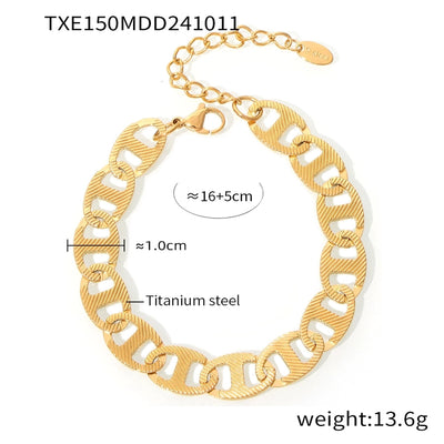 Jewelry Elegant Luxurious Vacation Geometric Titanium Steel 18K Gold Plated Plating Jewelry Set