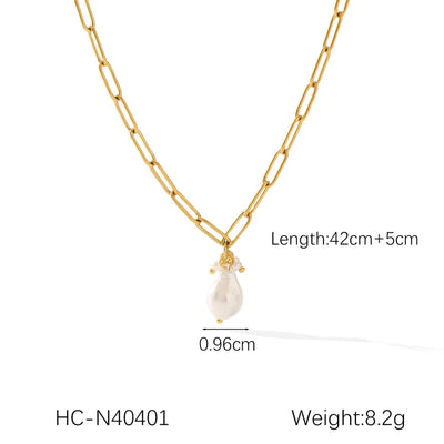 Wholesale Jewelry IG Style Elegant Luxurious Geometric 304 Stainless Steel Titanium Steel 18K Gold Plated Pendant Necklace Paperclip Chain