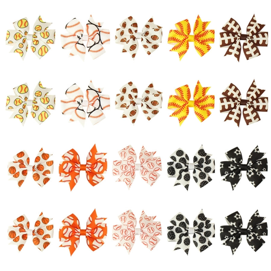 Women's Korean Style Basketball Bow Knot Polyester Hair Clip