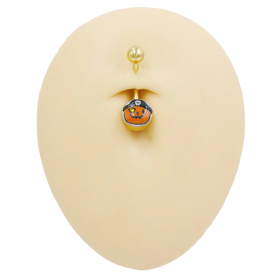 1 Piece Belly Rings Punk Simple Style Artistic Maple Leaf Rose 316 Stainless Steel  Alloy Epoxy Acrylic Rhinestones 18K Gold Plated