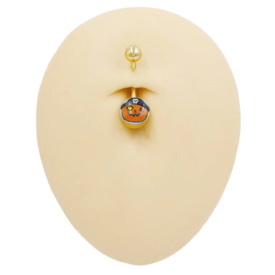 1 Piece Belly Rings Punk Simple Style Artistic Maple Leaf Rose 316 Stainless Steel  Alloy Epoxy Acrylic Rhinestones 18K Gold Plated