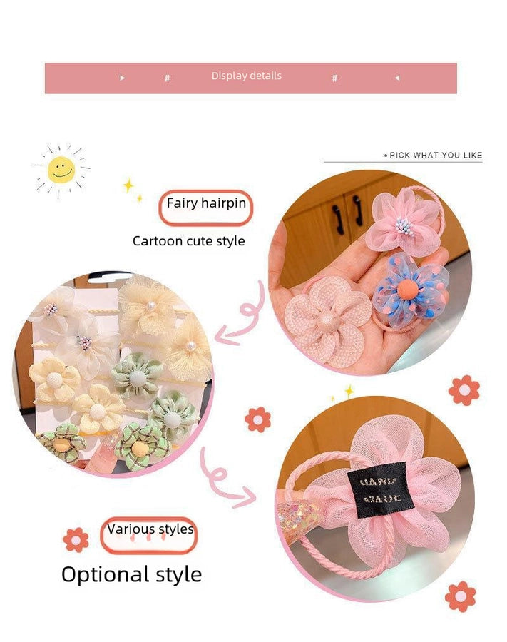 Children's Cute Flower Rubber Band Hair Band Set Baby Do Not Hurt Hair Elastic Good Girls Baby Hair Rope Hair Accessories Women