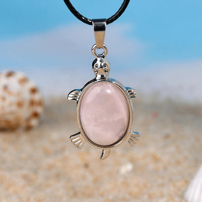 Elegant Simple Style Animal natural stone Leather rope Natural Stone  Pendant Necklace In Bulk