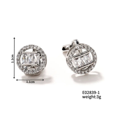 1 Pair Glam Shiny Water Droplets Plating Inlay Copper Zircon Rhodium Plated Ear Studs