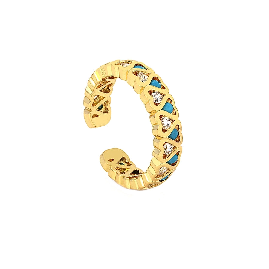 Copper Inlay Heart Shape Zircon Open Rings