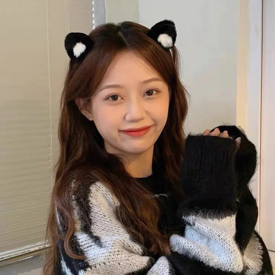 Salt Sweet Plush Ear Clip Three-dimensional Cartoon Clip Super Cute Girl's Heart Bangs Clip Pair Clip Japanese and Korean Hair Accessories