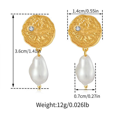 1 Piece Vintage Style Lady Wedding Pearl Inlay Copper Artificial Pearls 18K Gold Plated Drop Earrings