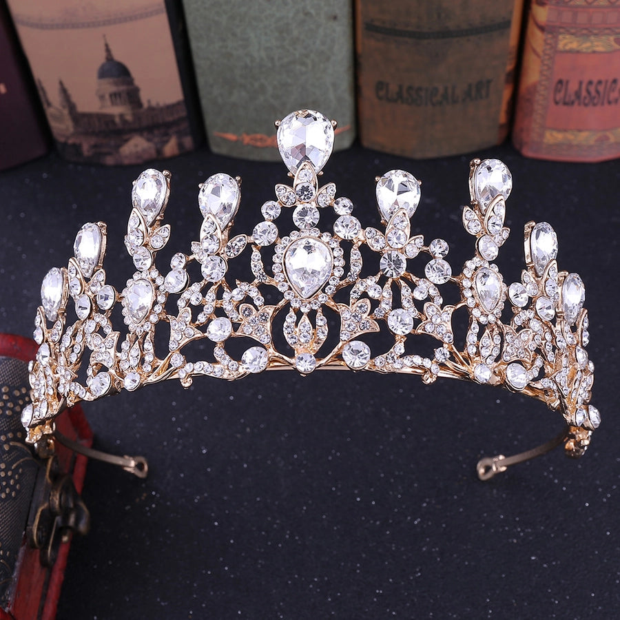 elegant water droplets alloy inlay zircon crown