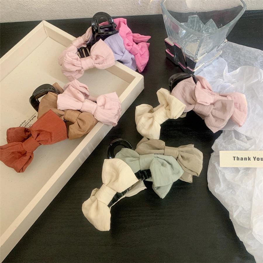 Women's Korean Style Bow Knot Plastic Cloth Hair Claws