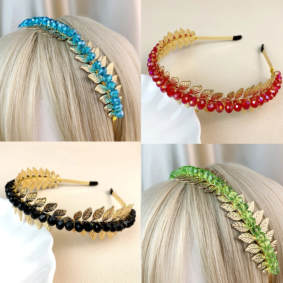 modern style solid color crystal handmade hair band