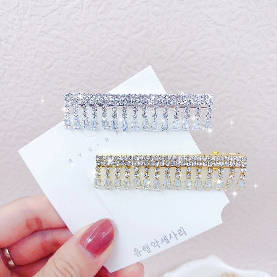 fashion geometric metal inlay rhinestones hair clip 1 piece