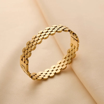 Elegant Simple Style Artistic Solid Color 304 Stainless Steel 18K Gold Plated Bangle In Bulk