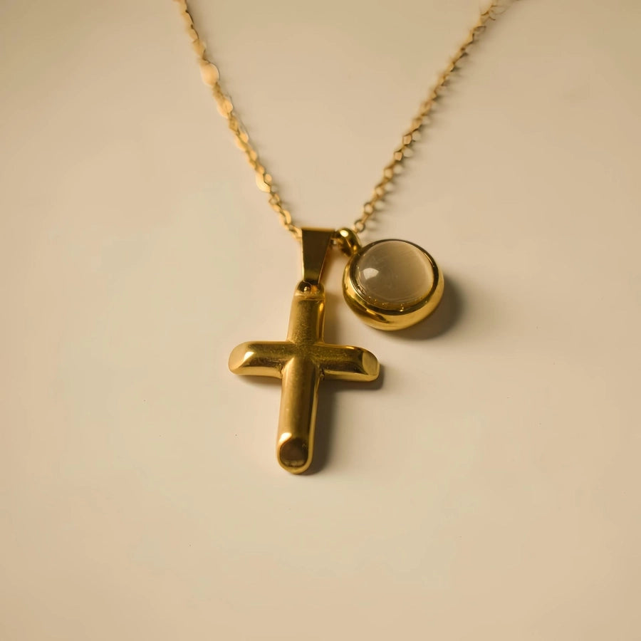 Jewelry Simple Style Cross 304 Stainless Steel Plating Pendant Necklace
