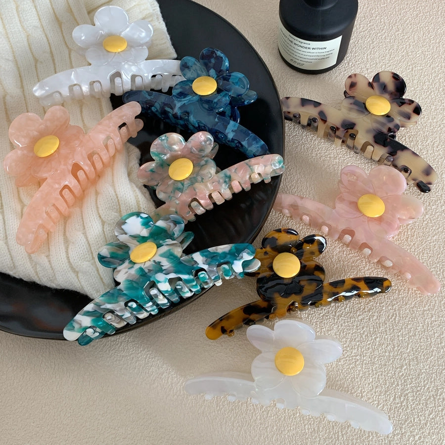 Women's Korean Style Flower Acetic acid sheets Hair Claws