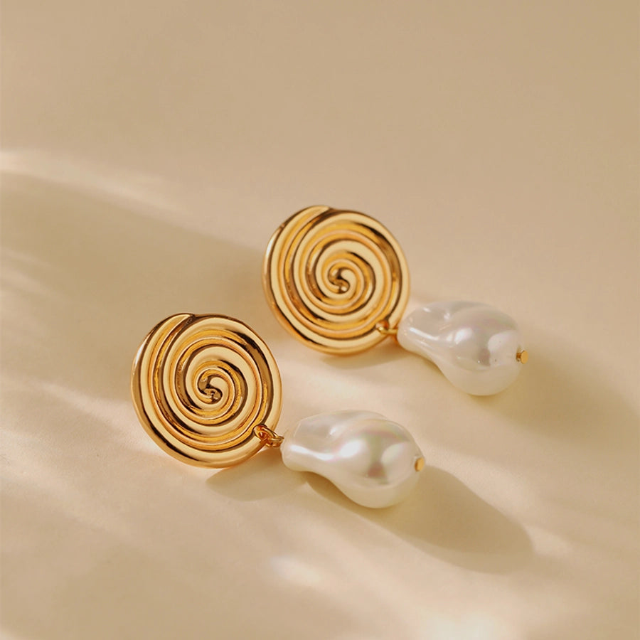 1 Piece Vintage Style Lady Wedding Pearl Inlay Copper Artificial Pearls 18K Gold Plated Drop Earrings