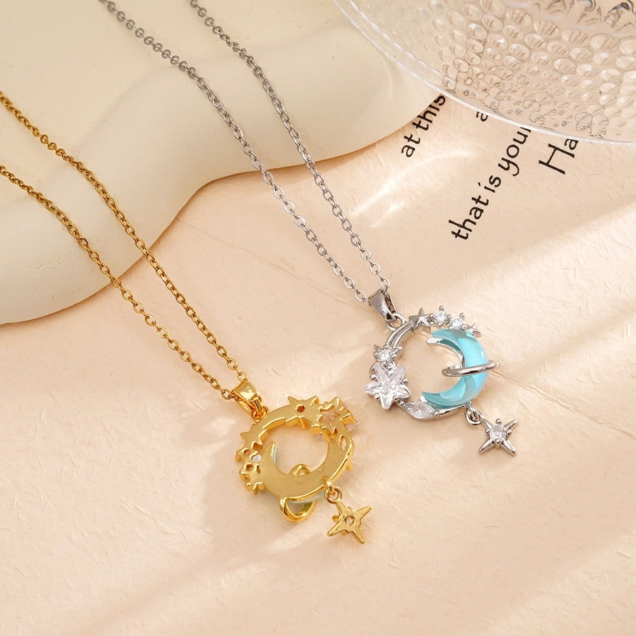 Jewelry Glam Lady Sexy Moon 304 Stainless Steel Copper Pendant Necklace