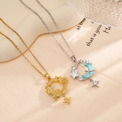 Jewelry Glam Lady Sexy Moon 304 Stainless Steel Copper Pendant Necklace